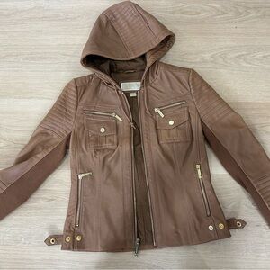 Michael Kors Brown Leather Jacket